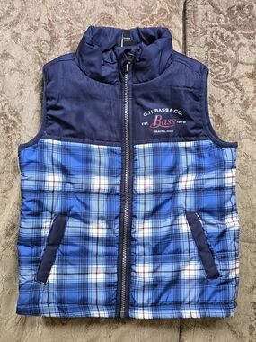 G.H. Bass & Co. Blue Plaid Puffer Vest